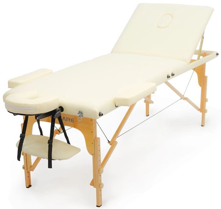 MET Comfort W3 Массажный стол, ДЕРЕВЯННЫЙ 3-х секционный, кремовый от компании АВАНТИ Медицинская мебель и оборудование - фото 1