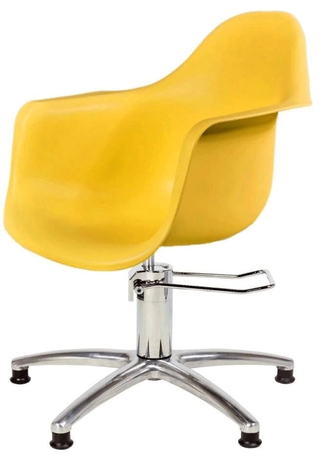 Парикмахерское кресло "Рэй" желтое, гидравлическое от компании АВАНТИ Медицинская мебель и оборудование - фото 1
