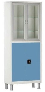 Шкаф двухстворчатый медицинский с ригельным замком МСК - 647.12 (цветные дверки)