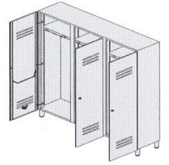 Шкаф-раздевалка 3-местный с отделениями для чистого и грязного белья 13-FP183 (Вариант 4)