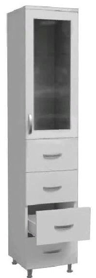 Шкаф ШД 1/10 со стеклом 400*400*1900 на опорах от компании АВАНТИ Медицинская мебель и оборудование - фото 1