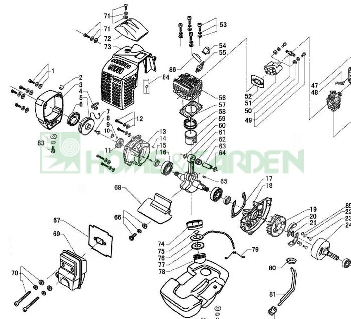 1e34f0073 кожух двигателя для триммера sungarden gb26 поз73 1e34f-0073 с разбора от компании ООО ГенХольм - фото 1