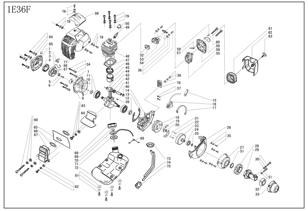 1e36f0008 корпус коленвала триммера sungarden gb34 09ah0001 Часть поз8 с разбора 1e36f-0008 от компании ООО ГенХольм - фото 1