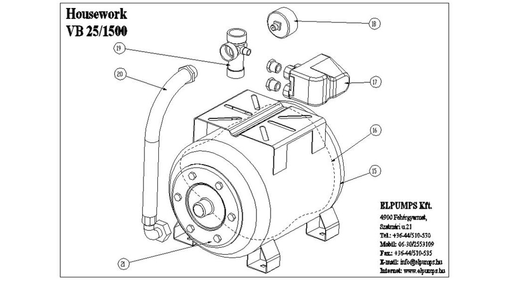 Бак насоса elpumps vb25/1500 гидроаккумулятор насоса elpumps vb25/1500 выпуска до 2013 г венгрия vb25/1500hw411-r от компании ООО ГенХольм - фото 1