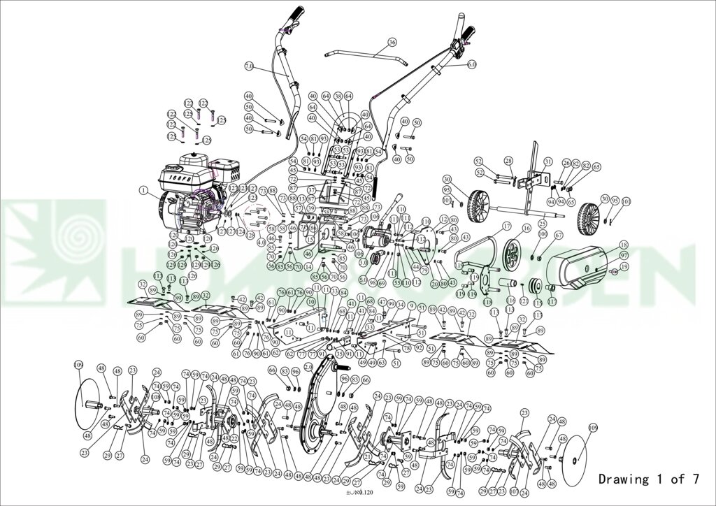 Болт для культиватора sungarden t395ohv7.0 02av0101 п 52 t345ohv7.0 02ar0101 t390ohv7.0 02ag0001 m10x75 sg2000040000 от компании ООО ГенХольм - фото 1