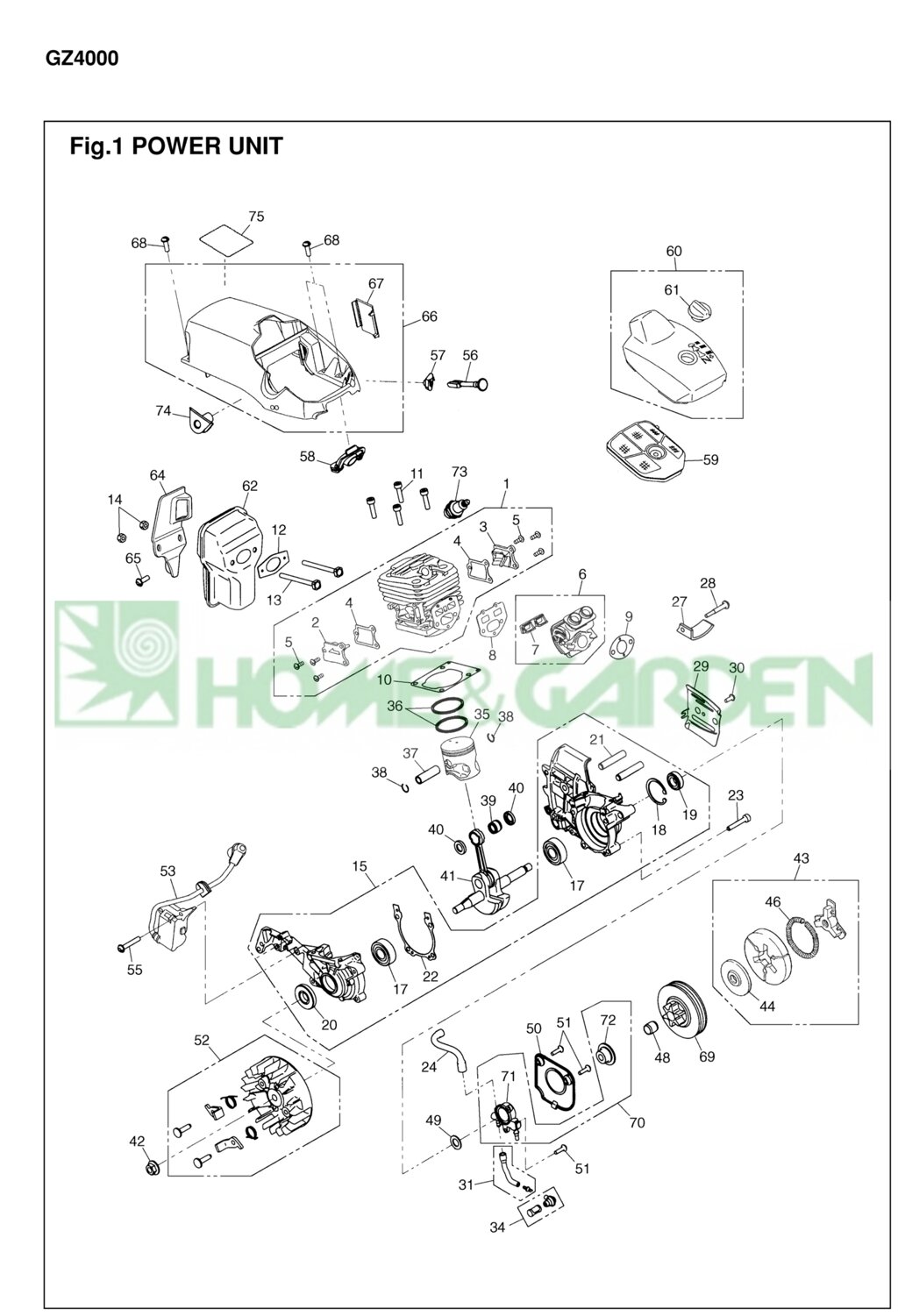 Цилиндр бензопилы zenoah komatsu gz4000 поз1 zenoah komatsu 848c501211 848c5-01211 от компании ООО ГенХольм - фото 1