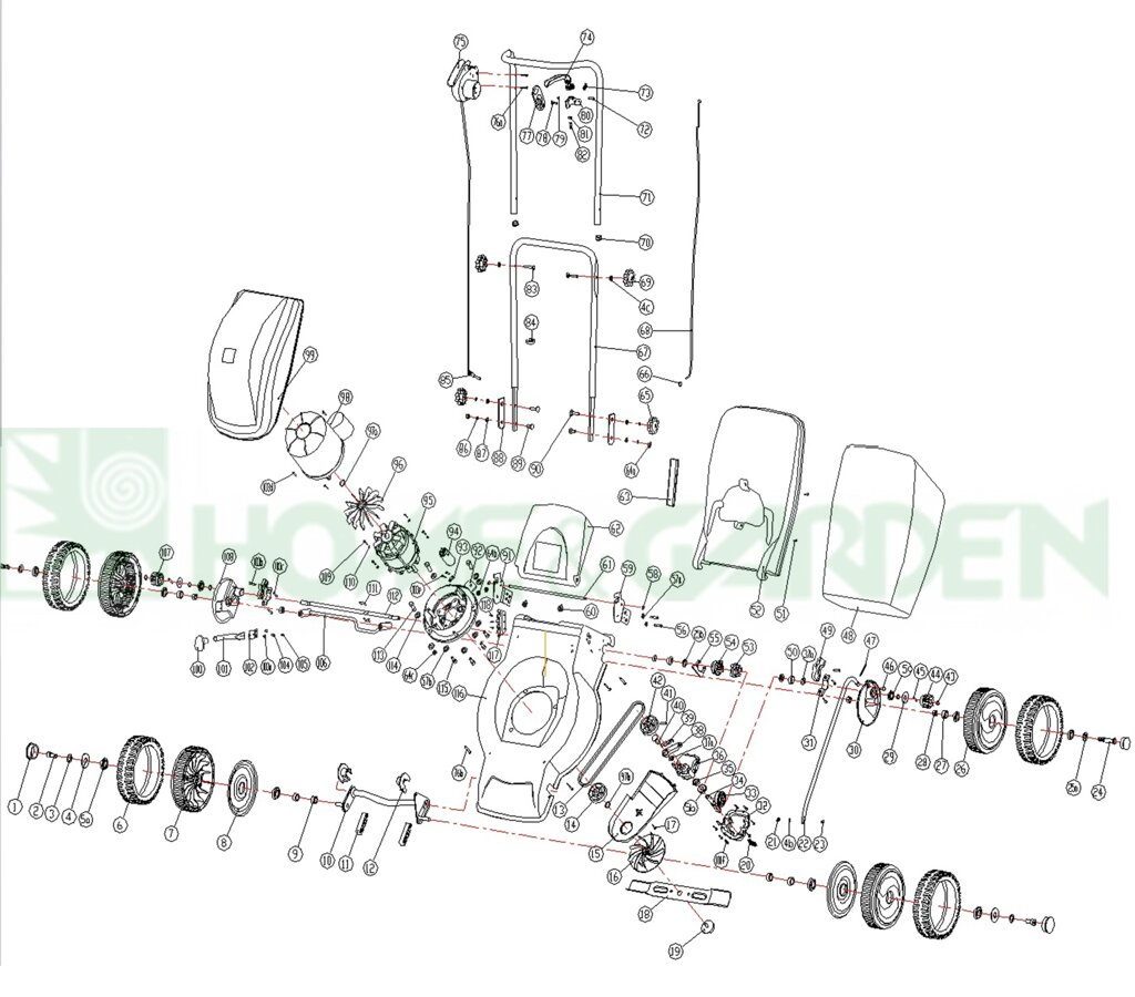 Дефлектор заглушка для газонокосилок sungarden 1846es rd46s поз62 задний в сб с осью sg250-01070-18 sg2500107018 от компании ООО ГенХольм - фото 1