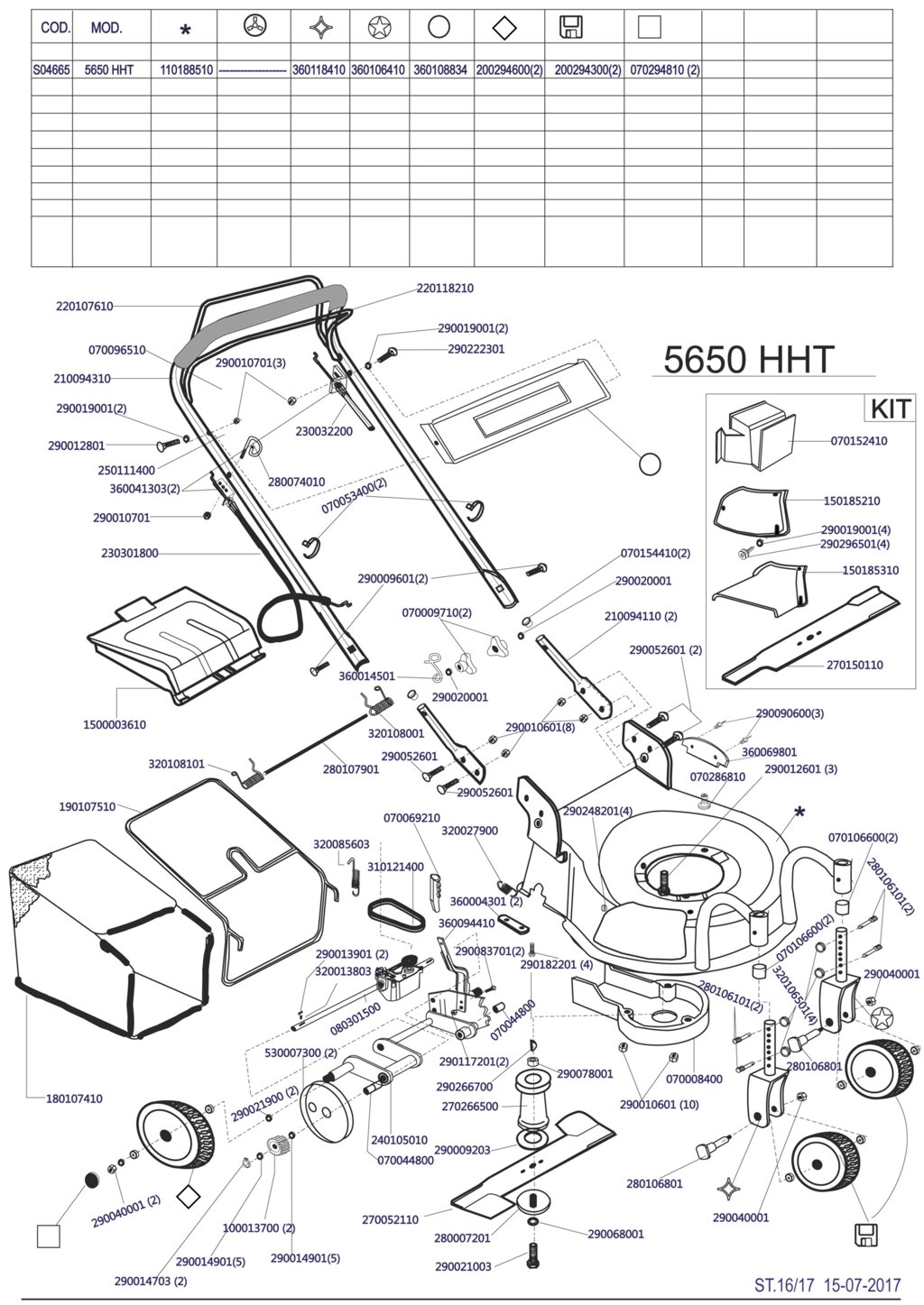 Деталировка s04665 5650 hht megapro газонокосилка бензиновая самоходная италия от компании ООО ГенХольм - фото 1