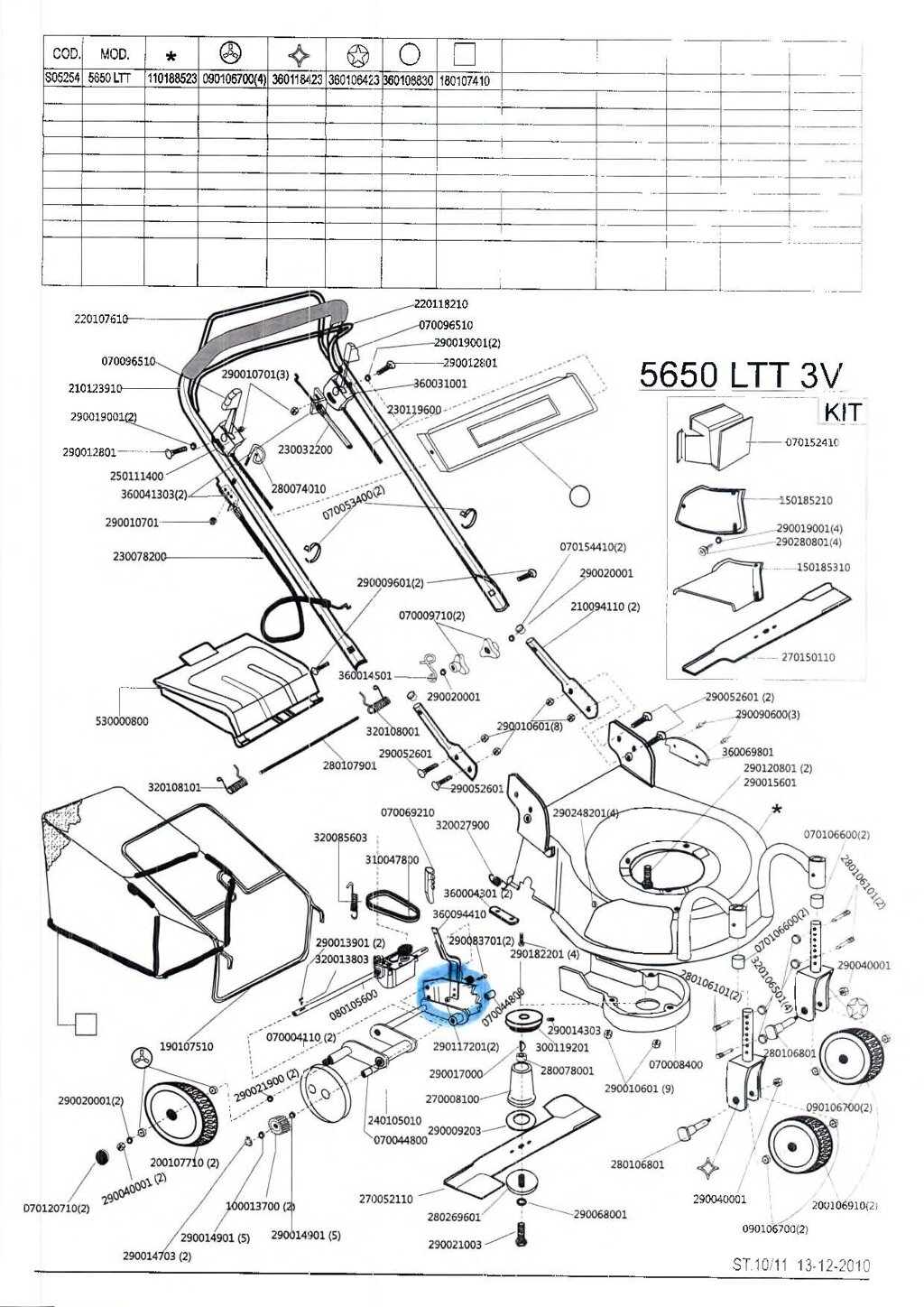 Деталировка s05254 5650 ltt lamborghini газонокосилка бензиновая самоходная италия от компании ООО ГенХольм - фото 1