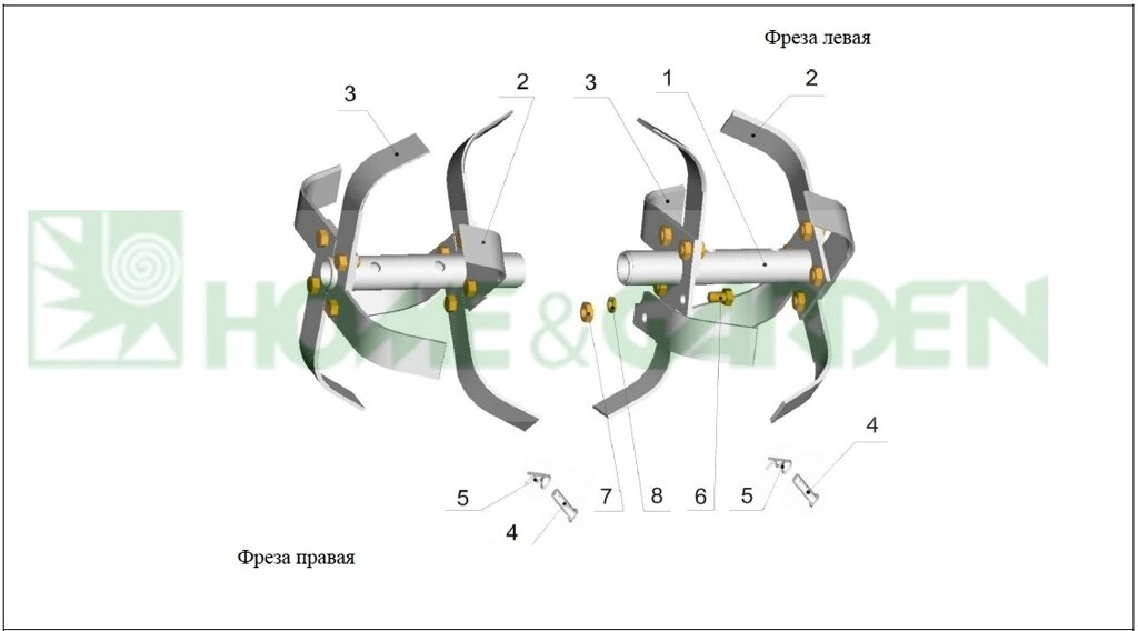 Фреза культиватора Лидер 237000090651 левая в сборе поз  2 3 от компании ООО ГенХольм - фото 1