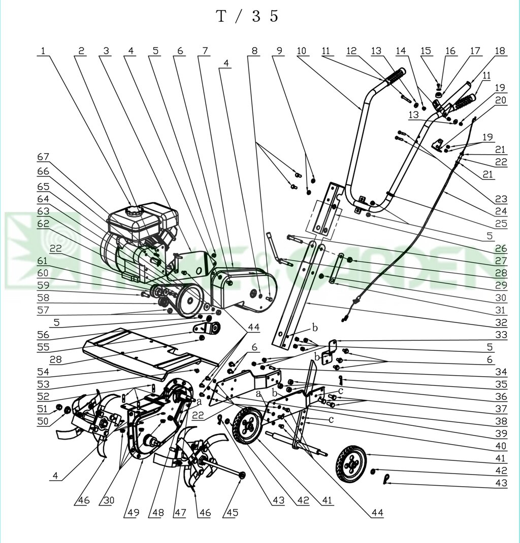 Колесо культиватора sungarden t35 02ad0001 поз 41 sungarden sg7t035041 sg7-t035-041 пластик от компании ООО ГенХольм - фото 1