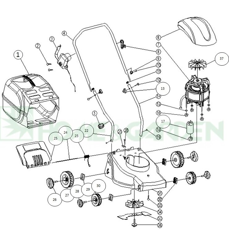 Корпус газонокосилки sungarden 32e sg6-32e-031 дека газонокосилки sungarden 32e sungarden sg632e031 sg6-32e-031 пластик от компании ООО ГенХольм - фото 1