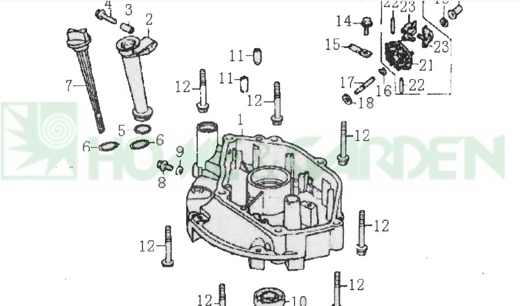 Корпус картера zongshen zs1p64fc zongshen 09249029 12101q0070000 12101-q007-0000 sumec 1p64fc культиватор Лидер поз 1 от компании ООО ГенХольм - фото 1