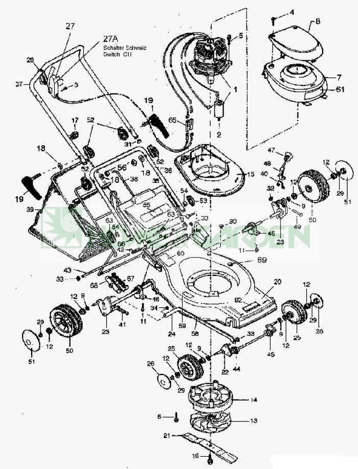 Кожух крыльчатки газонокосилки yardman ym1316e поз 14 cp040174 кожух marina от компании ООО ГенХольм - фото 1