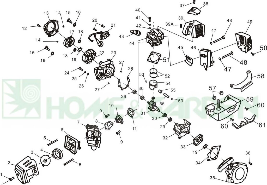 Кожух триммера sungarden gb34ah 09am0201 09am0101 gb34a 09at0001 поз 61 топливного бака sungarden 1e36m0061 1e36m-0061 от компании ООО ГенХольм - фото 1