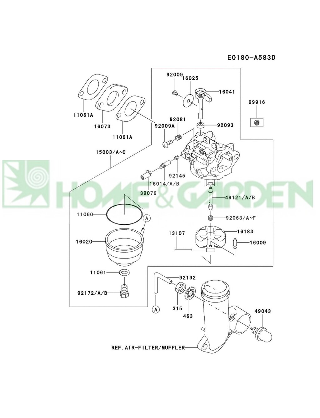 Патрубок kawasaki fj180v kawasaki 921927002 921927074 921927163 921927002  92192-7163 92192-7002 92192-7074 от компании ООО ГенХольм - фото 1