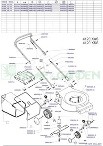 Деталировка s02358 41 xas mega газонокосилка бензиновая несамоходная италия