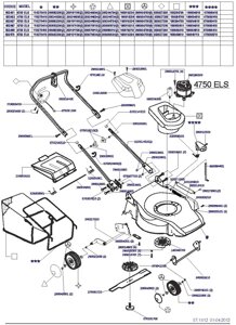 Деталировка s02451 4750 els megapro газонокосилка электрическая несамоходная италия