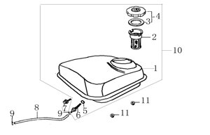 Бензобак zongshen zs168 fbe zs168fa поз 10 бак zongshen 61100kb010000 61100-kb01-0000