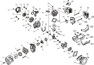 Топливный бак триммера sungarden gb42 sungarden 1e42m-0059 1e42m0059