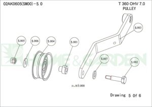 Ролик культиватора sungarden t360ohv7.0 02al0001 поз 5-0 с кронштейном sungarden sg1710097033 sg171-00970-33