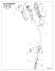 Рукоятка для триммера sandri garden et700 et1000 поз 11 93097026