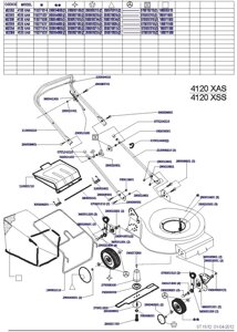 Деталировка s02368 4120xas mega газонокосилка бензиновая несамоходная италия