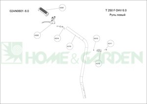 Руль культиватора sungarden t250f ohv6.0 t250f bs6.5 поз 6.0 sungarden sg1710051133 sg171-00511-33 левый в сборе с