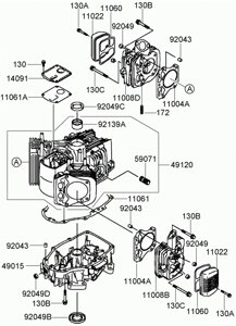 Головка блока цилиндров kawasaki fh381v fh430v поз 11008b kawasaki 110087011 11008-7011 110087021 km-11008-7021 2