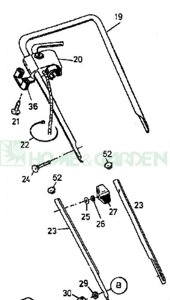 Рукоятка газонокосилки mtd 45e 46e 46eok 48em mtd 7491213 749-1213 верхняя часть поз 19