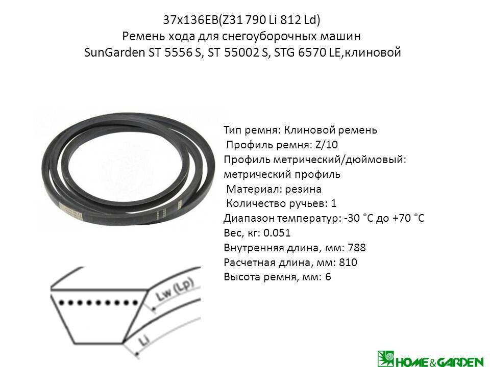 Ремень 37x136eb ремень хода снегоуборщика champion st766bs sungarden st5556s st55002s stg6570le patriot PS781 Сибирь от компании ООО ГенХольм - фото 1