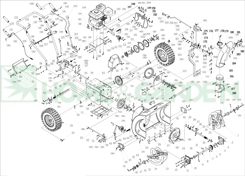 Ролик снегоуборщика tornado 2460 2460s 2460lЕ ремня сцепления шнека поз 46 sungarden sg11stg2460046 sg11-stg2460-046 от компании ООО ГенХольм - фото 1