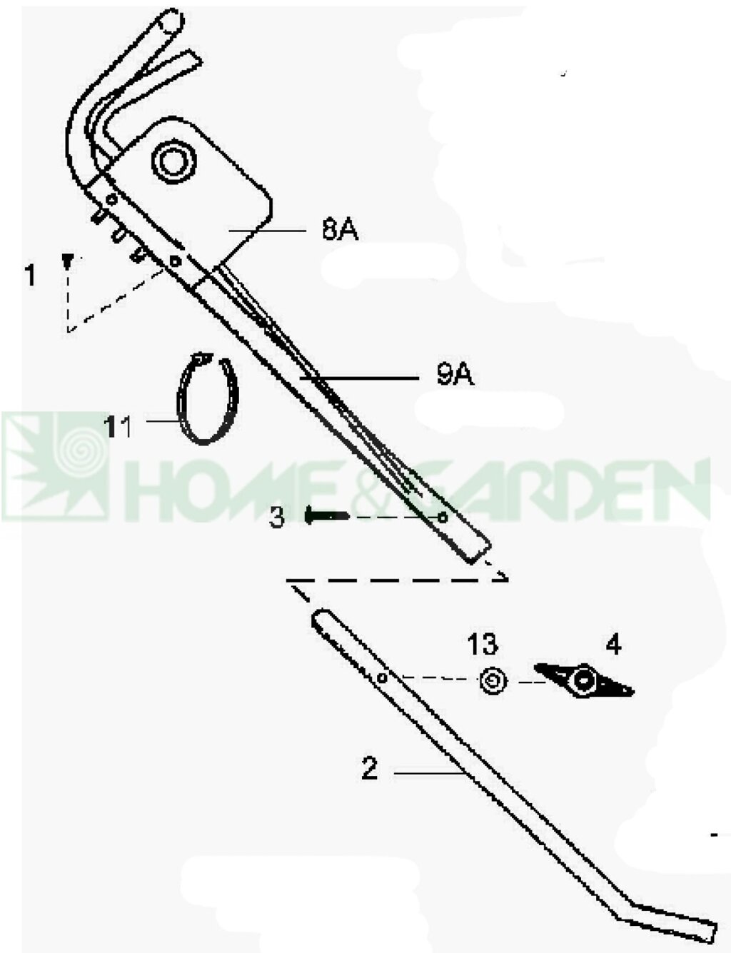 Рукоятка газонокосилки mtd 32-10e bem932 em3210 em3211 bem1338 mtd 7491343b 749-1343 верхняя часть поз 9a от компании ООО ГенХольм - фото 1