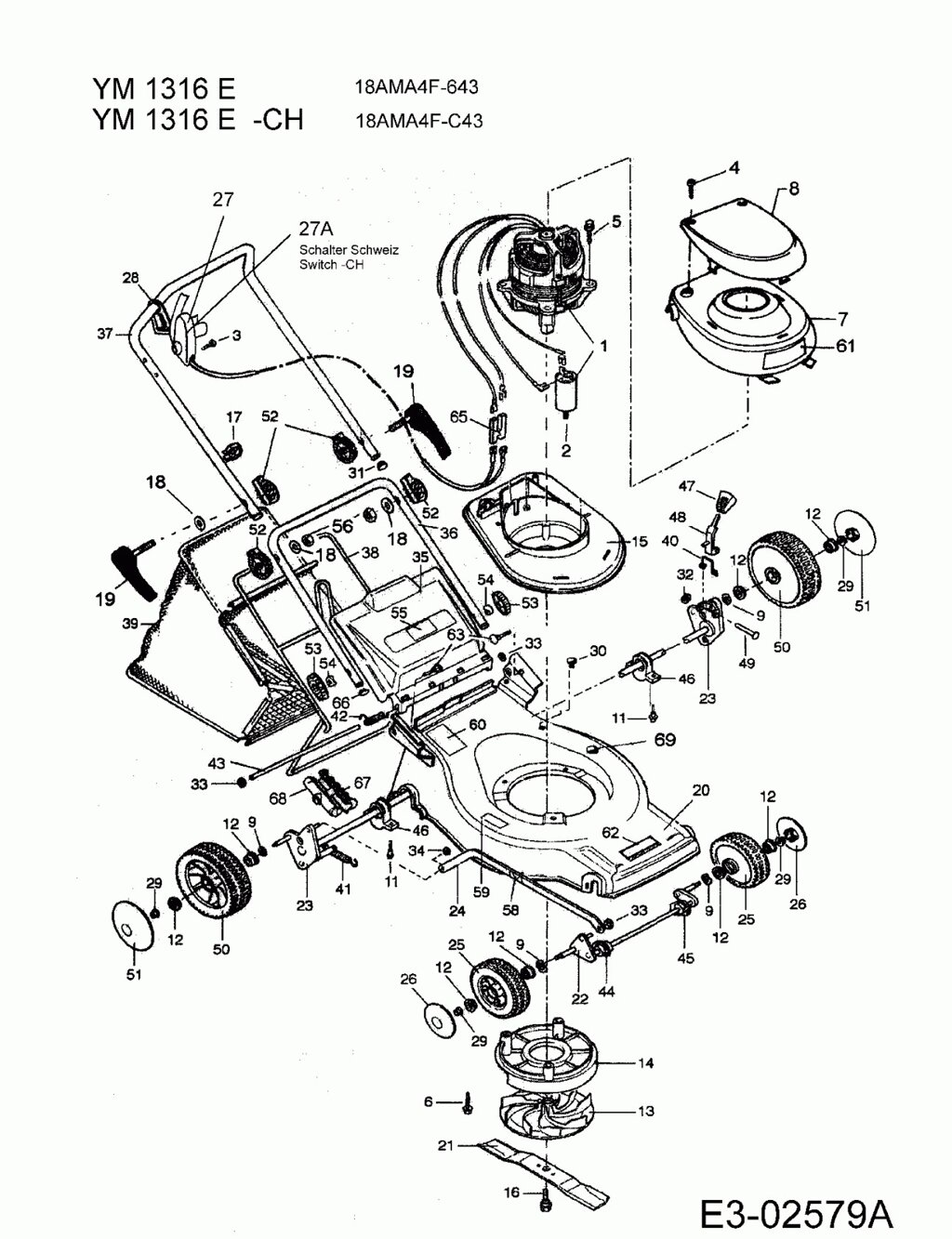 Рукоятка газонокосилки yardman ym1316e поз 36 нижняя mtd cp047032 от компании ООО ГенХольм - фото 1