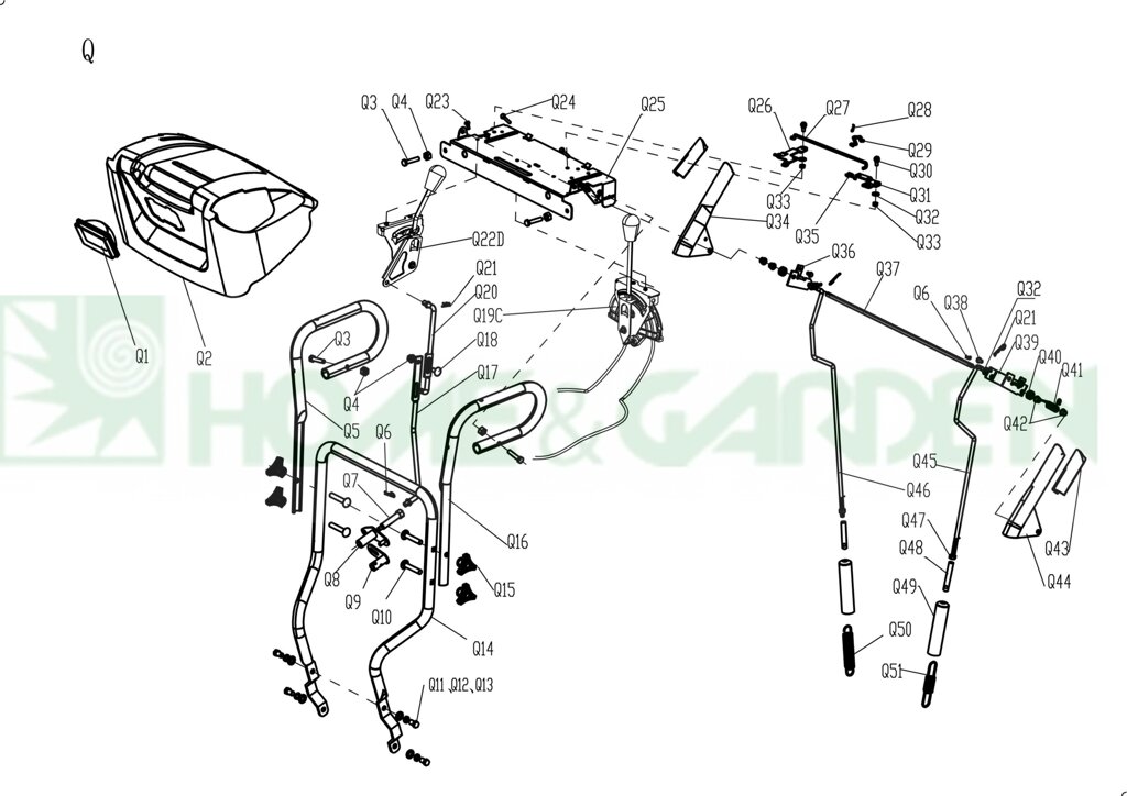 Рукоятка снегоуборщика mega 6170ls 6180lb tornado 2460te 2465l нижняя часть поз q14 sungarden sg1800113003 от компании ООО ГенХольм - фото 1