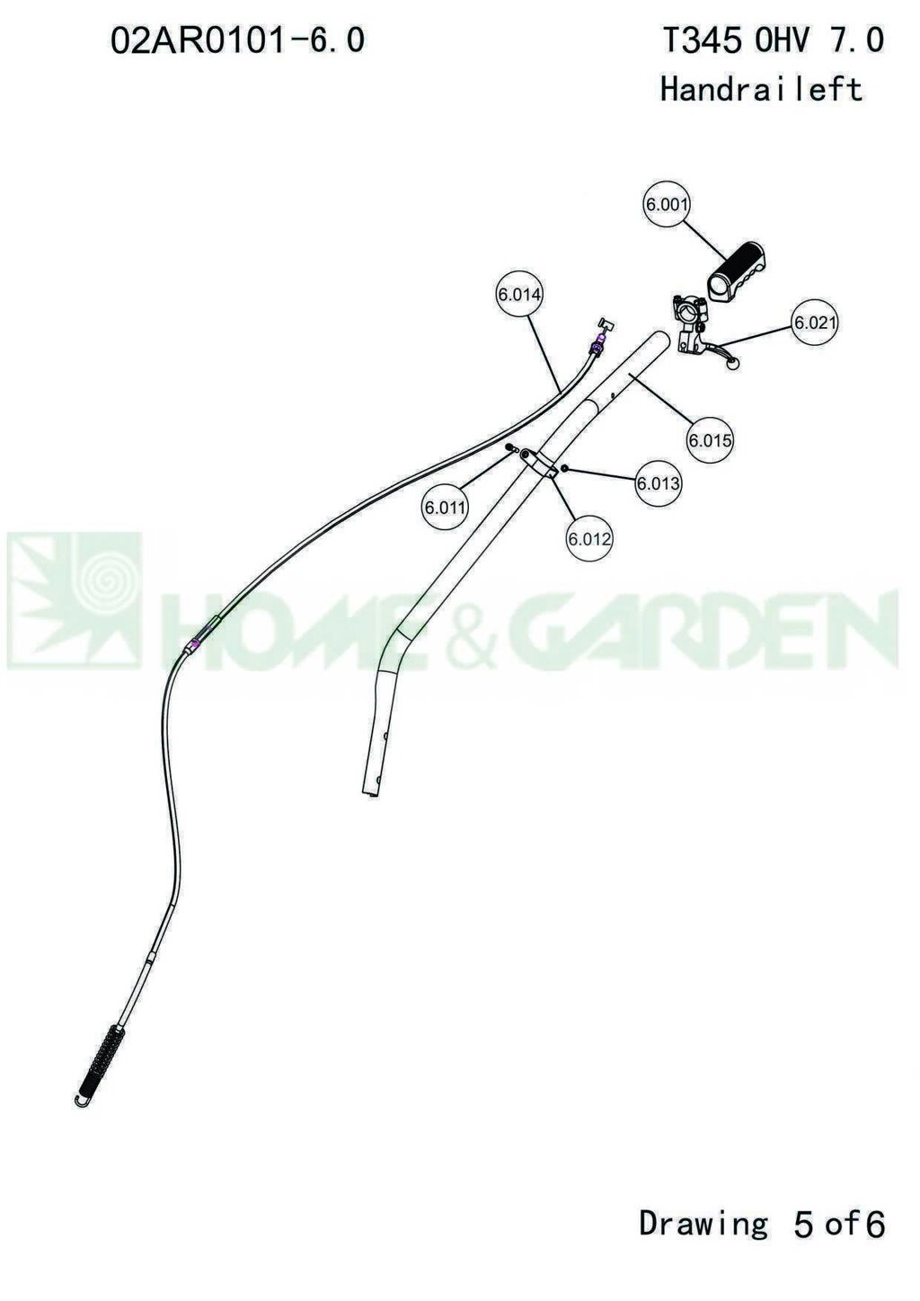 Руль культиватора sungarden t345 ohv 7.0 поз 6.015 t395 ohv7.0 t390ohv7.0 левый sungarden sg1700645133 sg170-06451-33 от компании ООО ГенХольм - фото 1