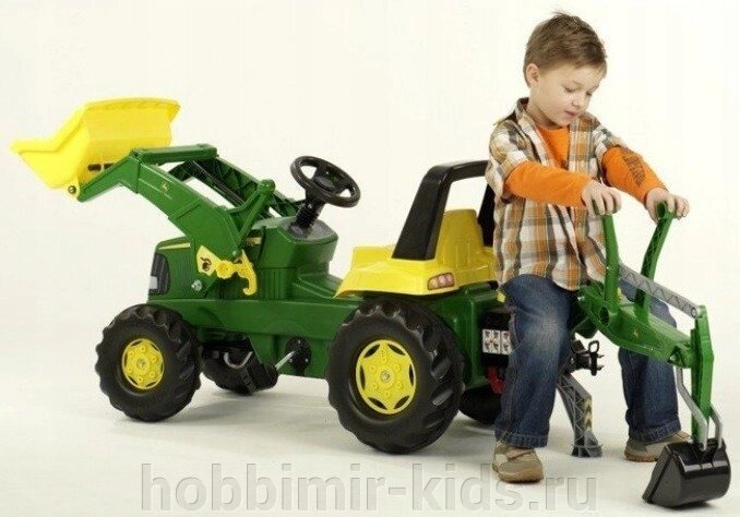 Педальный трактор Rolly Junior John Deere с двумя ковшами арт. 811076 (Трактора детские) от компании Интернет магазин детских товаров "ХОББИ МИР KIDS" - фото 1