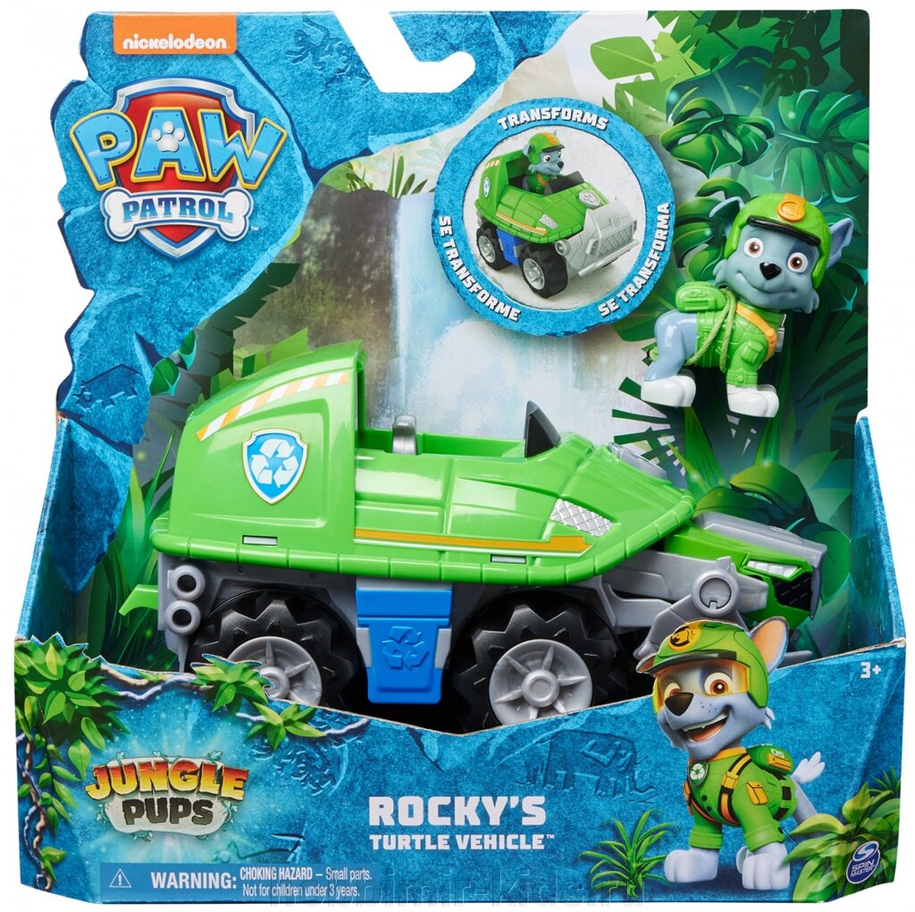 Щенячий патруль Paw Patrol Jungle Pups: Автомобиль Рокки + фигурка 6067763 (Продукция Hasbro) от компании Интернет магазин детских товаров "ХОББИ МИР KIDS" - фото 1