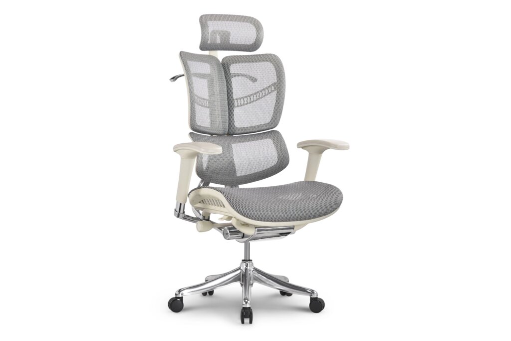 Анатомическое кресло с уникальной эргономичной спинкой Expert Fly серыйl от компании HumanToday - Товары для людей, идущих в ногу со временем - фото 1