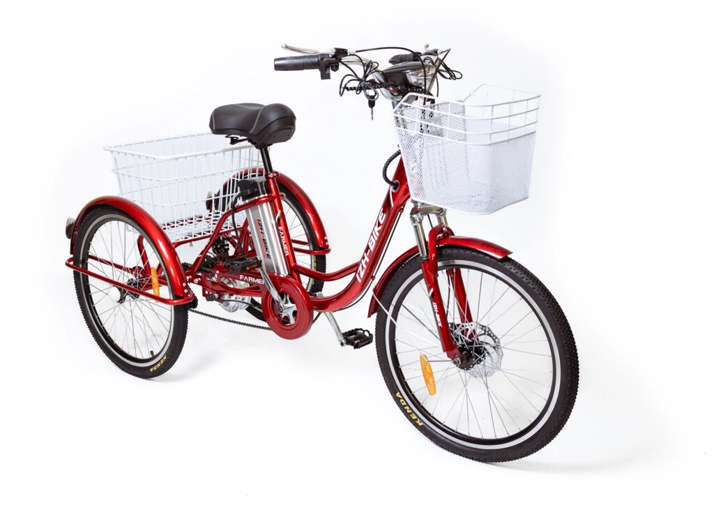 Электрический трехколесный велосипед для взрослых IZH-BIKE Farmer (Фермер) Задний привод красный от компании HumanToday - Товары для людей, идущих в ногу со временем - фото 1
