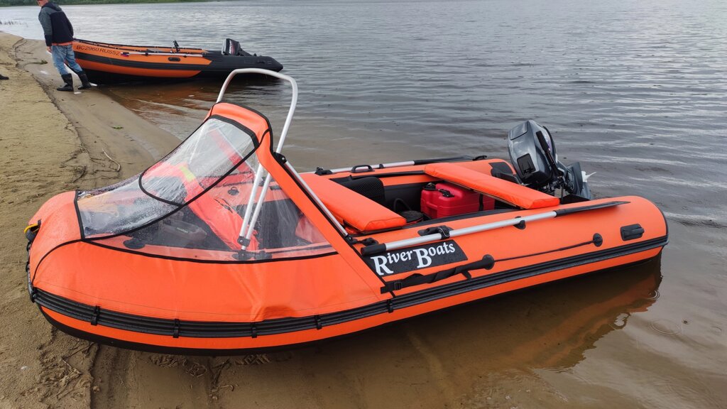 Комплект Лодка ПВХ RiverBoats RB-370 НДНД с носовым тентом и мягкими накладками на сиденья с сумкой. от компании HumanToday - Товары для людей, идущих в ногу со временем - фото 1