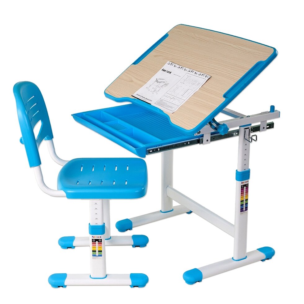 Комплект парта + стул трансформеры FUNDESK Piccolino голубой от компании HumanToday - Товары для людей, идущих в ногу со временем - фото 1