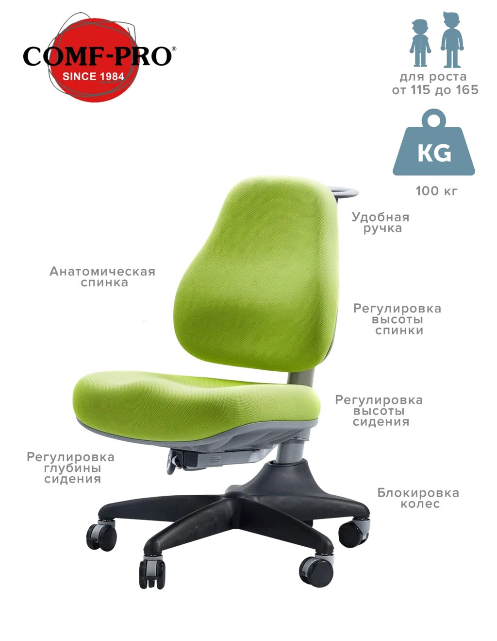 Кресло эргономичное 'MATCH' ORIGINAL Зеленый от компании HumanToday - Товары для людей, идущих в ногу со временем - фото 1