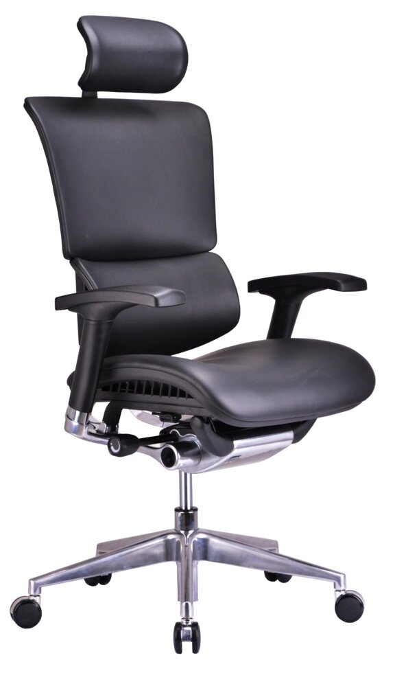 Офисное компьютерное кресло Expert Sail Leather черная кожа от компании HumanToday - Товары для людей, идущих в ногу со временем - фото 1
