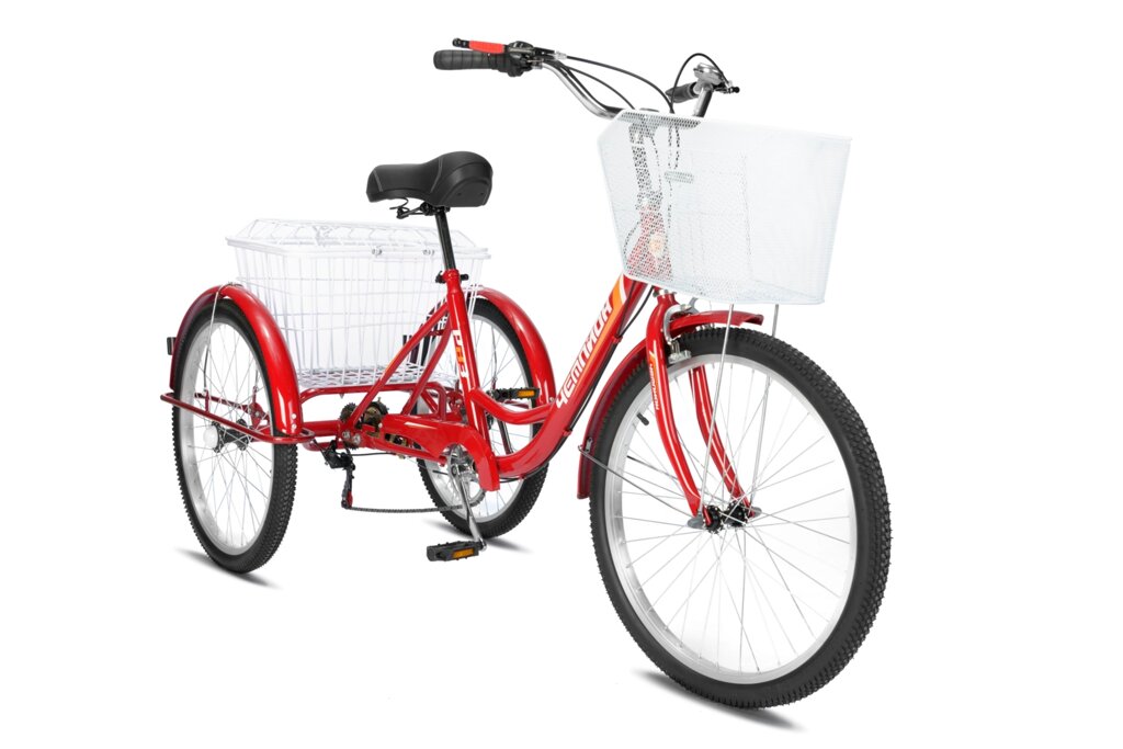 Трехколесный велосипед для взрослых РВЗ Чемпион 24" 6 скоростей красный металлик от компании HumanToday - Товары для людей, идущих в ногу со временем - фото 1