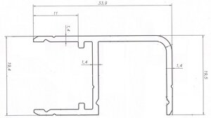 Профиль угловой алюминиевый Анод сереборо (укороченный) 33,9х19,4 мм 6,1 м