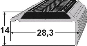 Порог АТПУ 07 28,3х14,0 с антискользящей вставкоймм длина 0,9м в Удмуртии от компании АлюмТорг