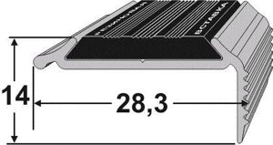 Порог АТПУ-07 28,3х14,0 мм с антискользящей вставкой длина 1,35 м