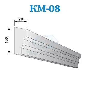Фасадные межэтажные карнизы из пенопласта КМ-08, ПСБ-С-35. Фасадный декор из пенопласта