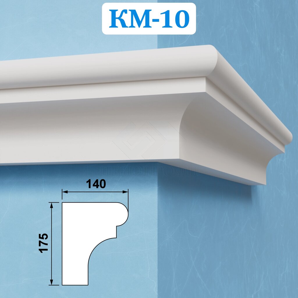 Фасадные межэтажные карнизы из пенопласта КМ-10, ПСБ-С-25Ф. Фасадный декор из пенопласта от компании ООО «ПеноПрофи» - фото 1